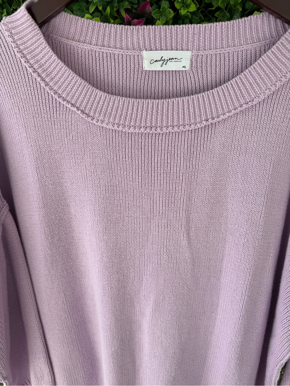 Carly Jean Los Angeles Lavender 100% Cotton Oversized Dolman Sleeve Sweater M/L - Picture 4 of 8